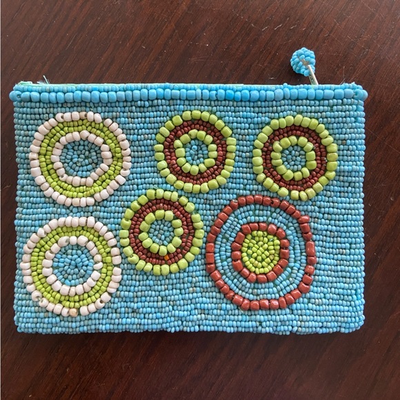 Small Fully Beaded Coin Purse. Circle Seed Bead Bag - Picture 2 of 6